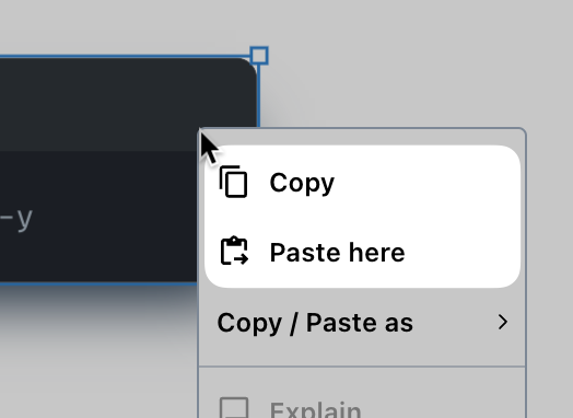 Context menu with Copy and Paste here options