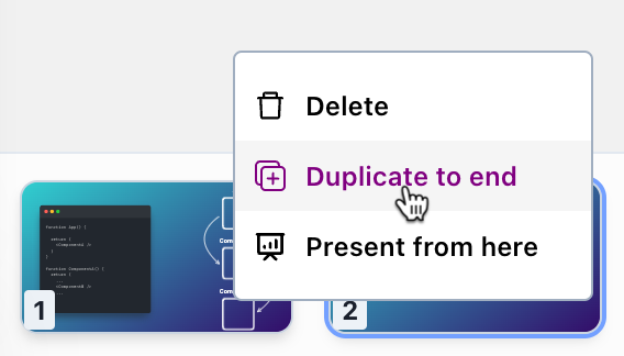 Duplicate to end option on the context-menu